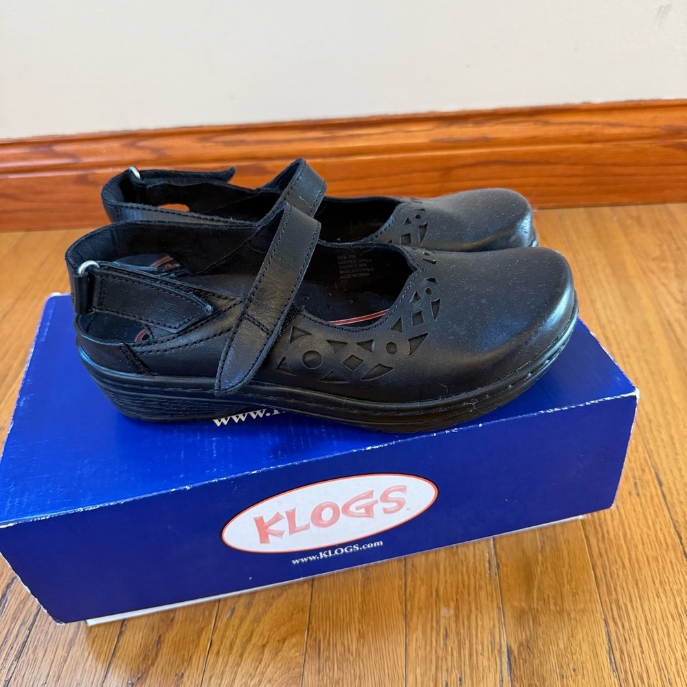 Klogs Black Mary Jane Leather Shoes size 8 Comfort work